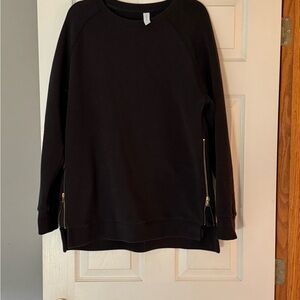 Varley Side Zip Sweatshirt Black Ribbed Top size large